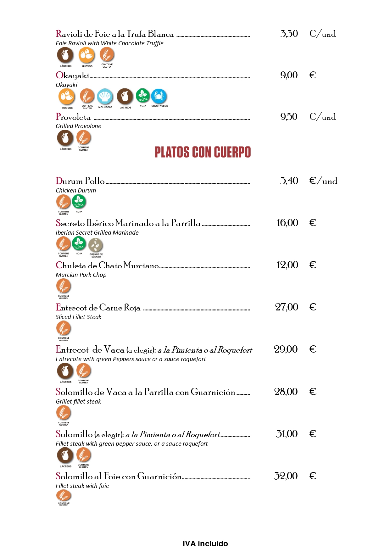 Platos con cuerpo